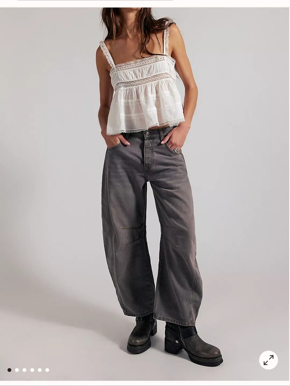 NWOT We The Free Good Luck/Lucky You Mid-Rise Barrel Jeans in Archive Grey